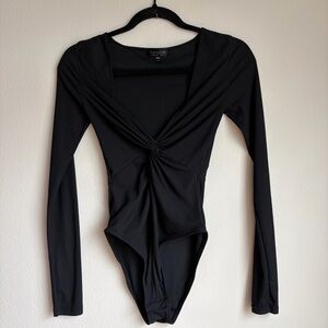 Topshop Black Long Sleeve Bodysuit